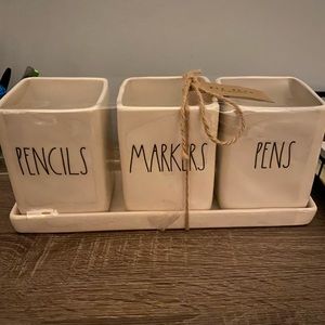 Rae Dunn Desk Organizer. Pencils. Markers. Pens.